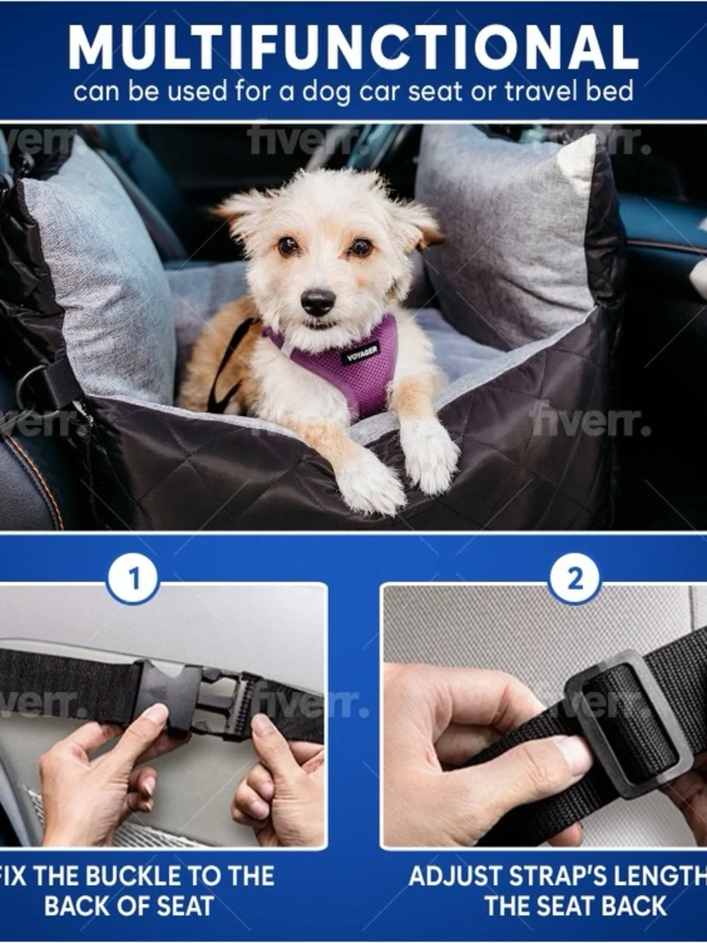 Pet Car Seat Carrier for Dogs - Black